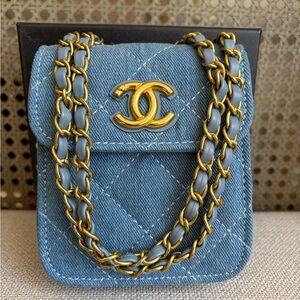 GWP VIP Blue CC Quilted Denim Crossbody Bag